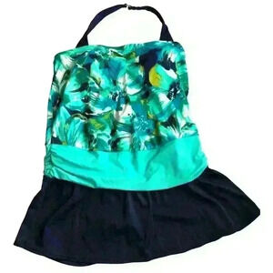 Islander brand swimdress 18W halter neck floral blue NWT originally $44.99